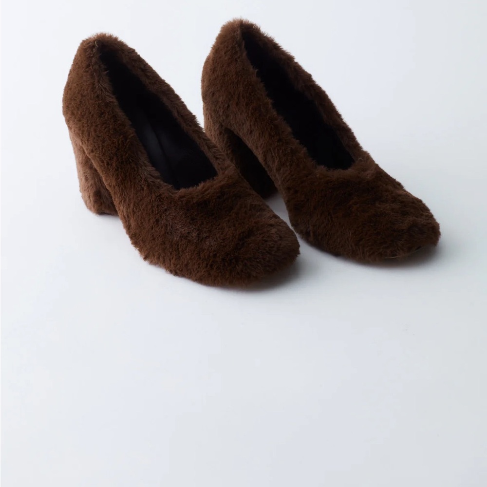 Tibi Brown Bela Faux Fur Pump